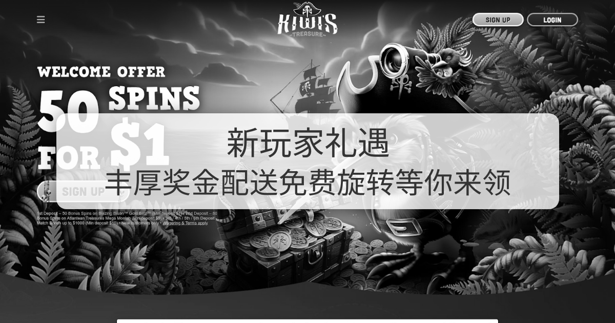 Kiwi's Treasure Casino - 真实货币在线老虎机和新西兰奖金 | 中国